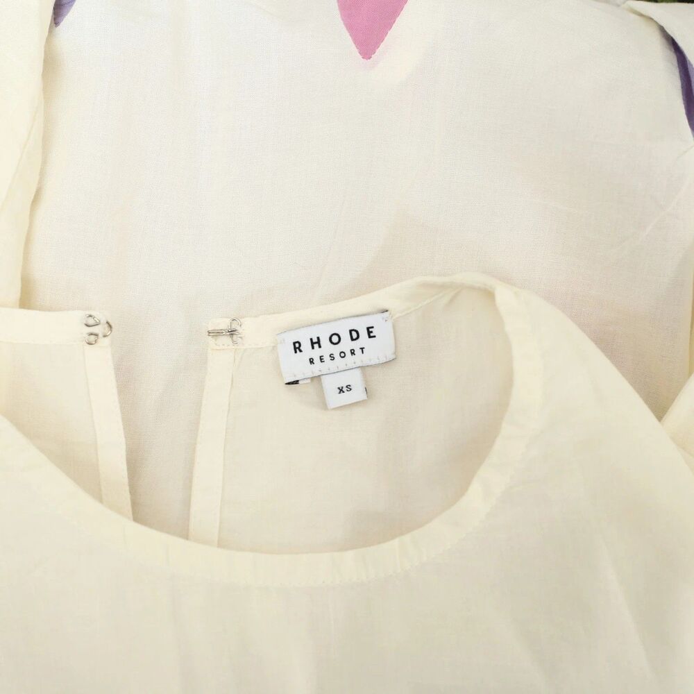 RHODE Cream Mini Dress with Multicolor Pleated Hem - Picture 5 of 5